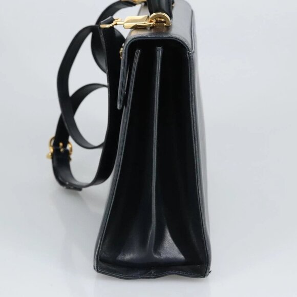 Salvatore Ferragamo Gancini Hand Bag Leather 2way Navy Gold - Picture 4 of 16